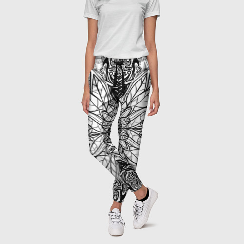 Женские брюки 3D с принтом Абстрактный узор сова, фото на моделе #1