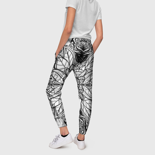 Женские брюки 3D с принтом Абстрактный узор сова, вид сзади #2