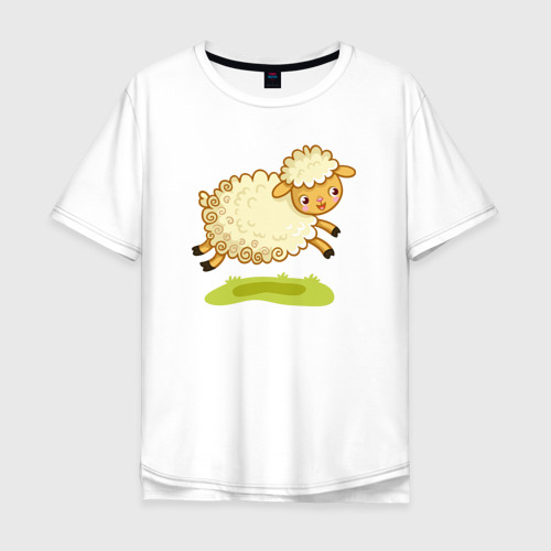 Мужская футболка хлопок Oversize с принтом Весёлая овечка, вид спереди #2