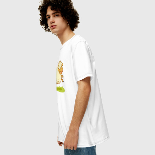 Мужская футболка хлопок Oversize с принтом Весёлая овечка, вид сбоку #3
