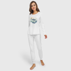 Женская пижама с лонгсливом хлопок Синий кит в океане - фото 2