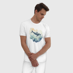Мужская пижама хлопок Синий кит в океане - фото 2