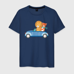 Мужская футболка хлопок Лев и тигр в авто