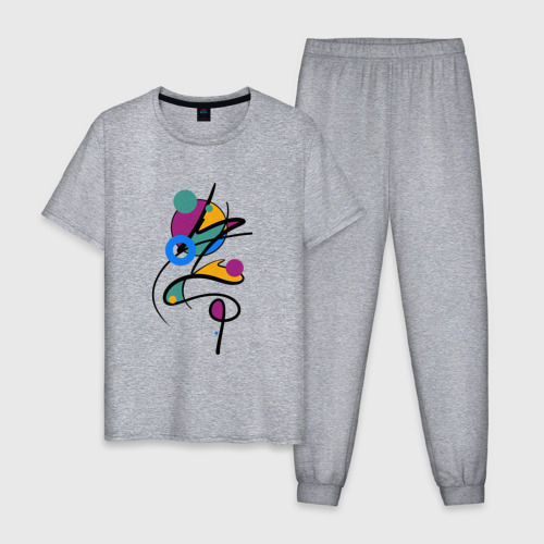 Мужская пижама хлопок с принтом Яркая разноцветная абстракция, вид спереди #2