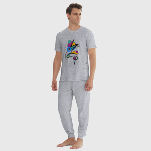 Мужская пижама хлопок с принтом Яркая разноцветная абстракция, вид сбоку #3