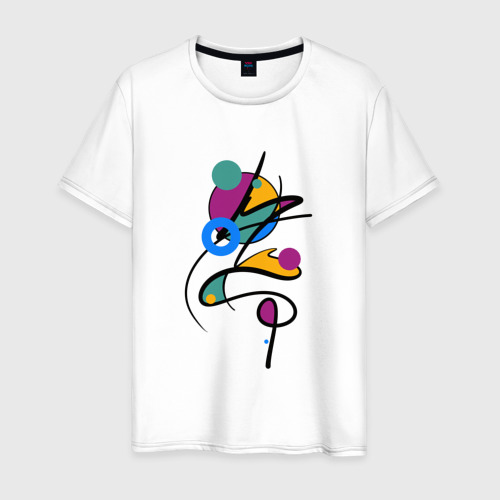 Мужская футболка хлопок с принтом Яркая разноцветная абстракция, вид спереди #2