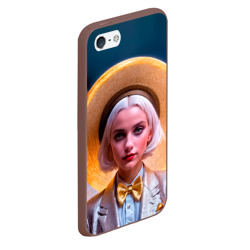 Чехол для iPhone 5/5S матовый Девушка с белыми волосами в шляпе и бабочке - фото 2