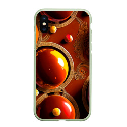 Чехол для iPhone XS Max матовый Карамельные сферы в шоколаде с орехами