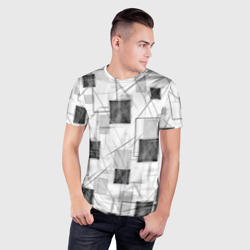 Мужская футболка 3D Slim Квадраты и штрихи - фото 2