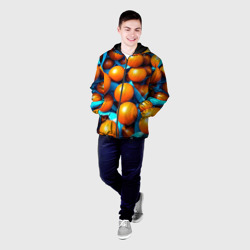 Мужская куртка 3D Карамельные сферы в синей ленте - фото 2