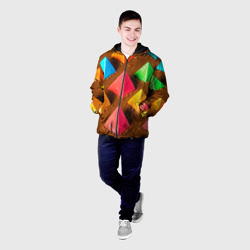Мужская куртка 3D Карамельные пирамиды на шоколадном поле - фото 2