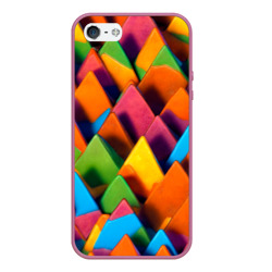 Чехол для iPhone 5/5S матовый Разноцветные шоколадные пирамиды