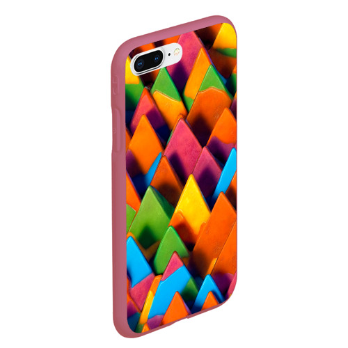 Чехол для iPhone 7Plus/8 Plus матовый с принтом Разноцветные шоколадные пирамиды, вид сбоку #3