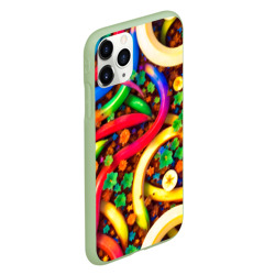 Чехол для iPhone 11 Pro матовый Разноцветные бананы на шоколадной подложке - фото 2