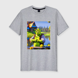 Мужская футболка хлопок Slim Шрек на своем болоте