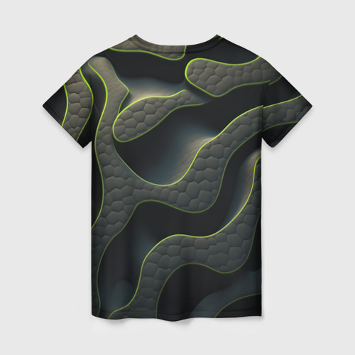 Женская футболка 3D Объемная темная текстура, цвет 3D печать - фото 2