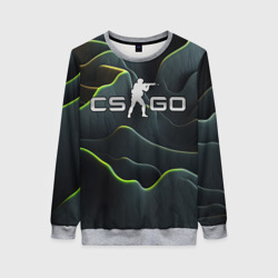 Женский свитшот 3D CSGO green dark texture