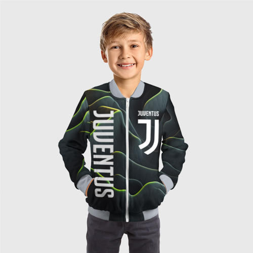 Детский бомбер 3D Juventus dark green logo, цвет серый - фото 4