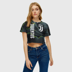 Женская футболка Crop-top 3D Juventus dark green logo - фото 2