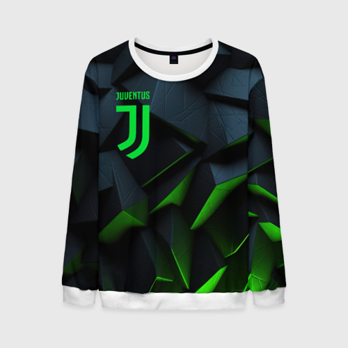 Мужской свитшот 3D Juventus black green logo, цвет белый