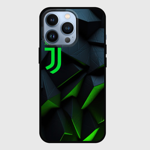 Чехол для iPhone 13 Pro с принтом Juventus black green logo, вид спереди #2