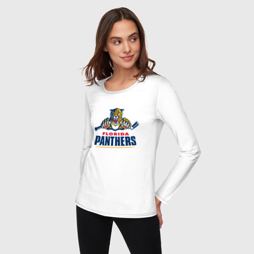 Женский лонгслив хлопок Florida panthers - hockey team, цвет белый - фото 3