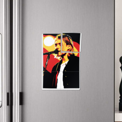 Плакат с принтом Курт Кобейн с микрофоном для любого человека, вид спереди №4. Цвет основы: белый