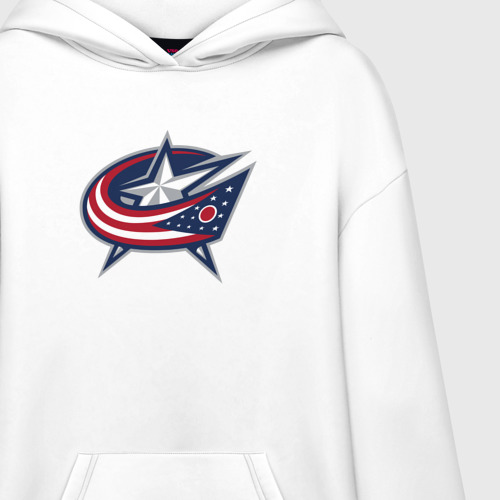 Худи SuperOversize хлопок Columbus blue jackets - hockey team - emblem, цвет белый - фото 3