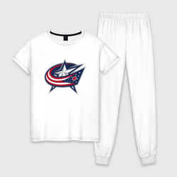 Женская пижама хлопок Columbus blue jackets - hockey team - emblem