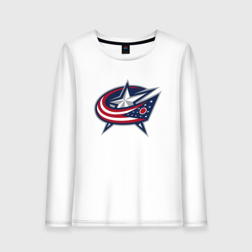 Женский лонгслив хлопок Columbus blue jackets - hockey team - emblem, цвет белый