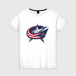 Женская футболка хлопок Columbus blue jackets - hockey team - emblem