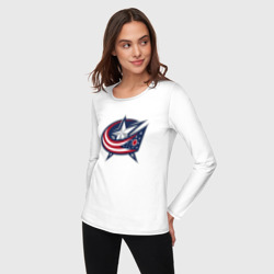 Женский лонгслив хлопок Columbus blue jackets - hockey team - emblem - фото 2