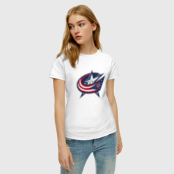 Женская футболка хлопок Columbus blue jackets - hockey team - emblem - фото 2
