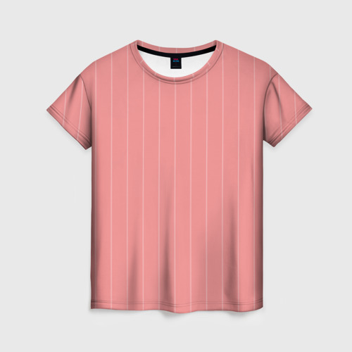 Женская футболка 3D с принтом Благородный розовый полосатый, вид спереди #2