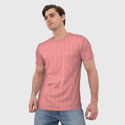 Мужская футболка 3D Благородный розовый полосатый - фото 2