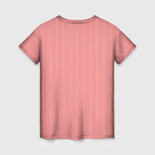 Женская футболка 3D с принтом Благородный розовый полосатый, вид сзади #1