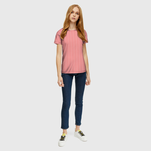 Женская футболка 3D с принтом Благородный розовый полосатый, вид сбоку #3