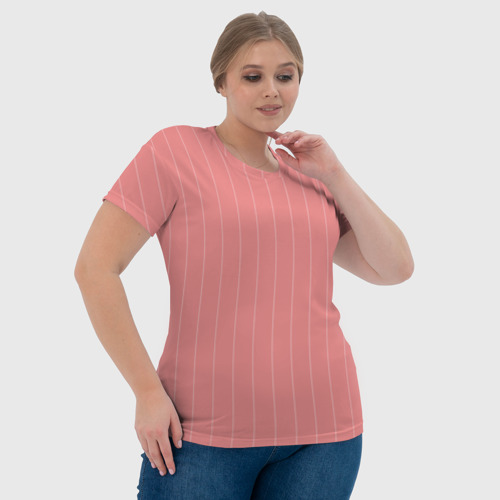 Женская футболка 3D с принтом Благородный розовый полосатый, фото #4