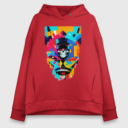 Женское худи Oversize хлопок Funny skull - pop art