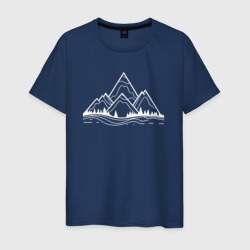 Светящаяся мужская футболка Лес и горы минимализм