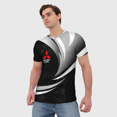 Мужская футболка 3D Митсубиси - строгие оттенки, цвет 3D печать - фото 3