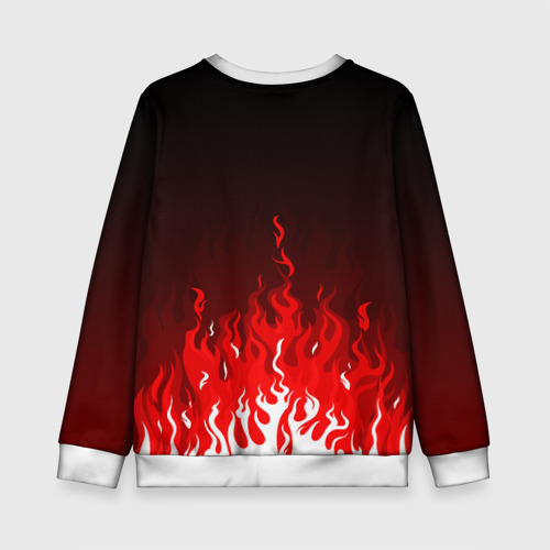 Детский свитшот 3D с принтом Герб РФ - красное пламя, вид сзади #1