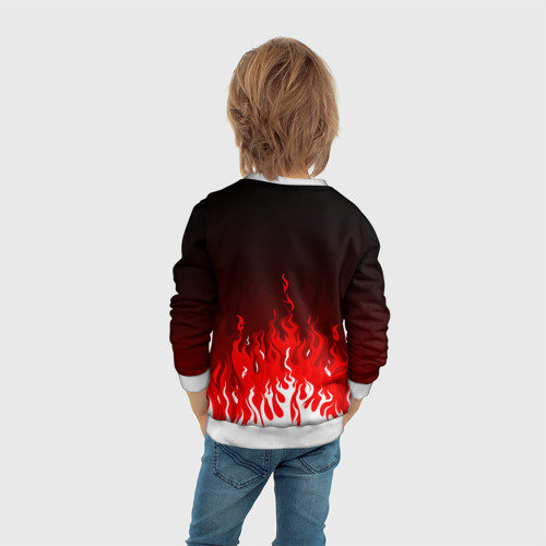 Детский свитшот 3D с принтом Герб РФ - красное пламя, вид сзади #2