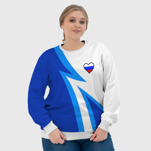 Женский свитшот 3D Флаг России в сердечке - синий, цвет 3D печать - фото 6