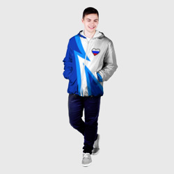 Мужская куртка 3D Флаг России в сердечке - синий - фото 2