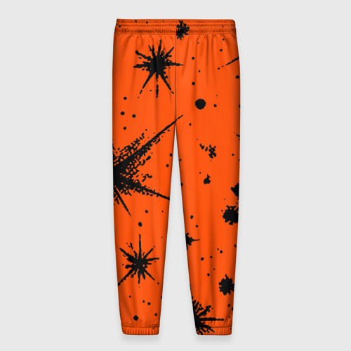 Мужские брюки 3D с принтом Огненный оранжевый абстракция, вид сзади #1