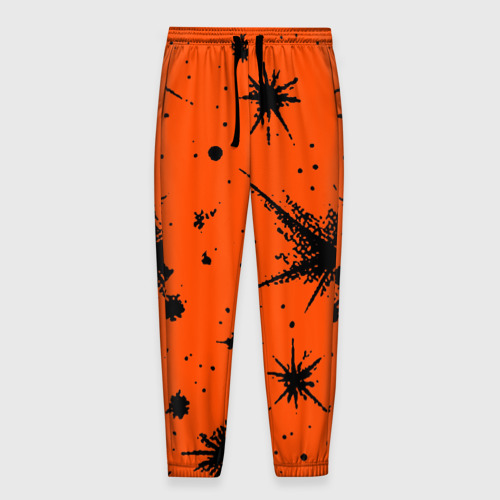 Мужские брюки 3D с принтом Огненный оранжевый абстракция, вид спереди #2