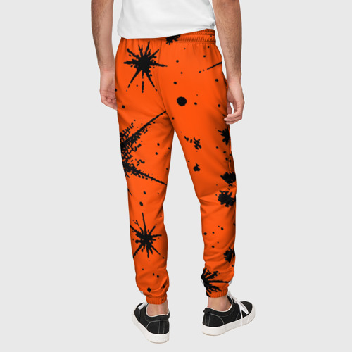 Мужские брюки 3D с принтом Огненный оранжевый абстракция, вид сзади #2