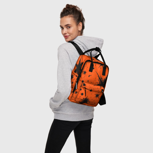 Женский рюкзак 3D с принтом Огненный оранжевый абстракция, вид сбоку #3