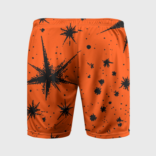 Мужские шорты спортивные с принтом Огненный оранжевый абстракция, вид сзади #1